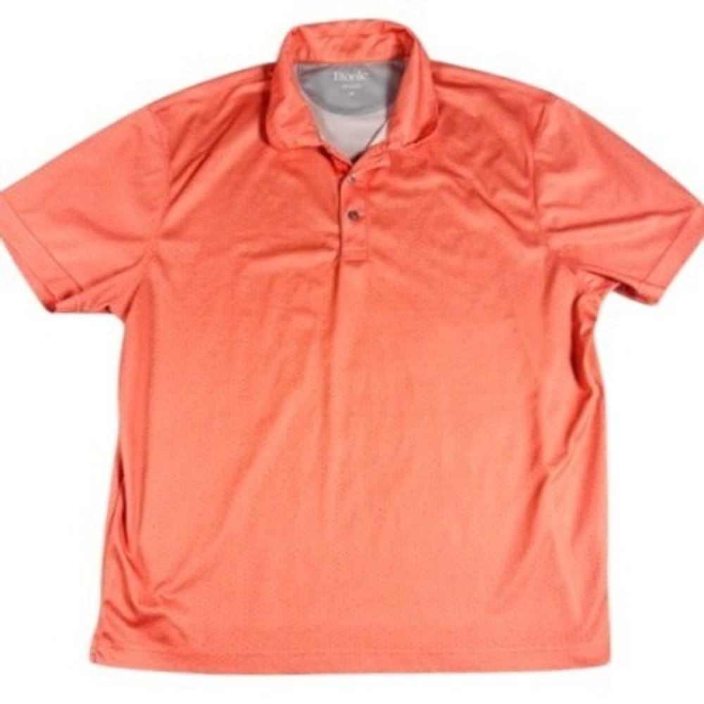 Etonic Polo Shirt Men XL Orange Short Sleeve Golf Performance Textured Honeycomb
